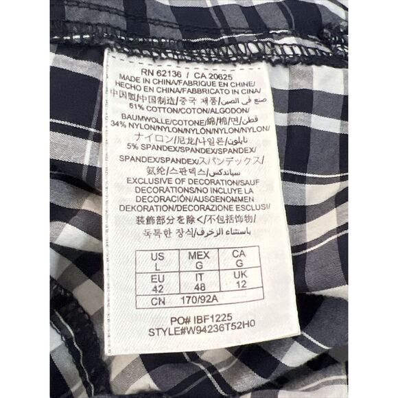 Guess Jeans BLUE/WHITE Checkered Pearl Snap Long Sleeve Shirt Women’s Sz L - Picture 11 of 11